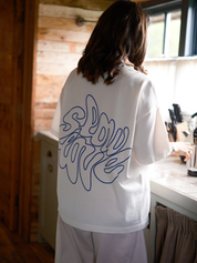 Back view of the Psychedelic oversized boxy t-shirt made from premium organic cotton.