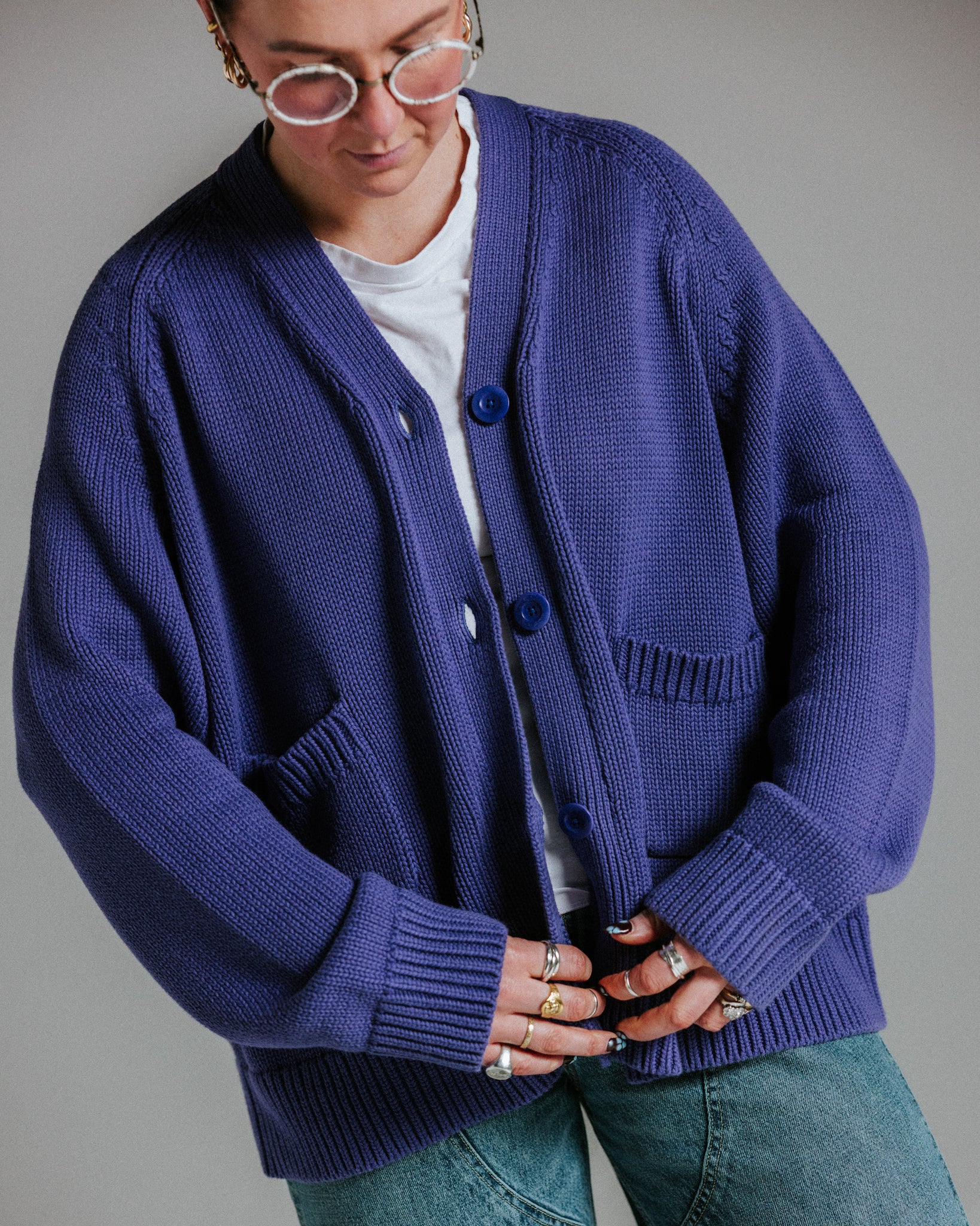 Feel Good Cardigan - Faded Indigo – The Slow Love