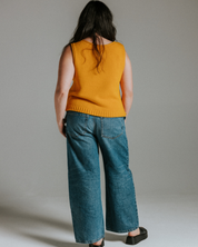 Yellow cotton knit tank top by Slow Love, lightweight sleeveless sweater