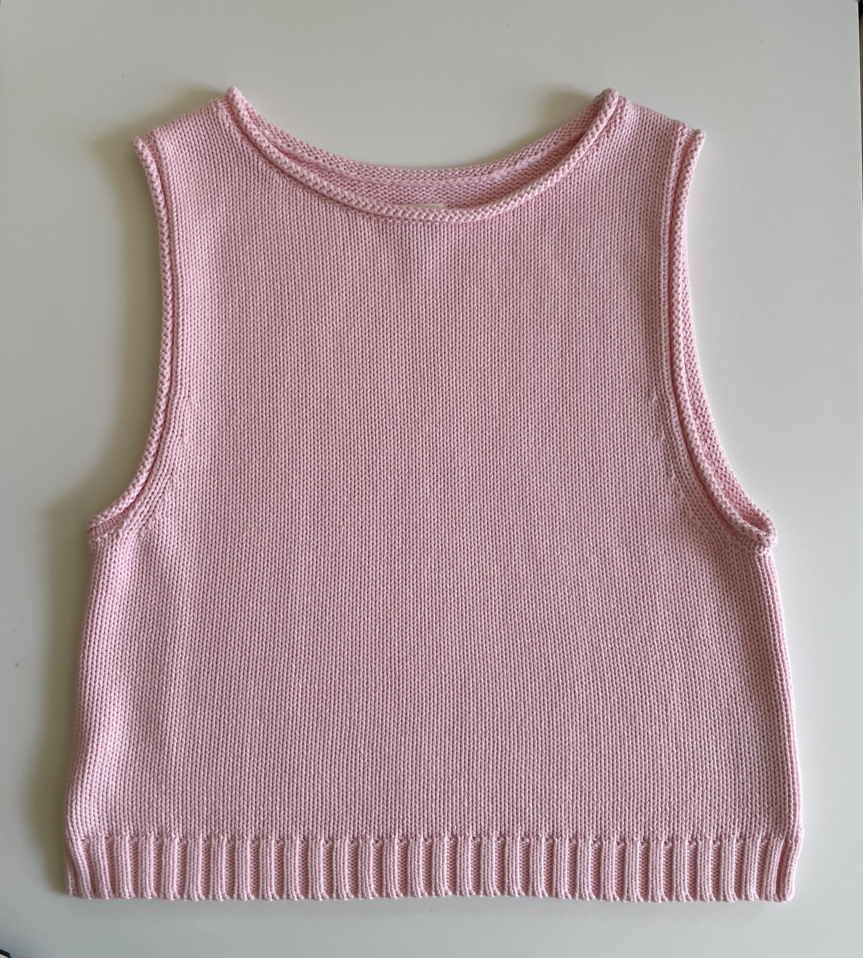 Soft pink cotton knit tank top for summer layering and everyday wear
