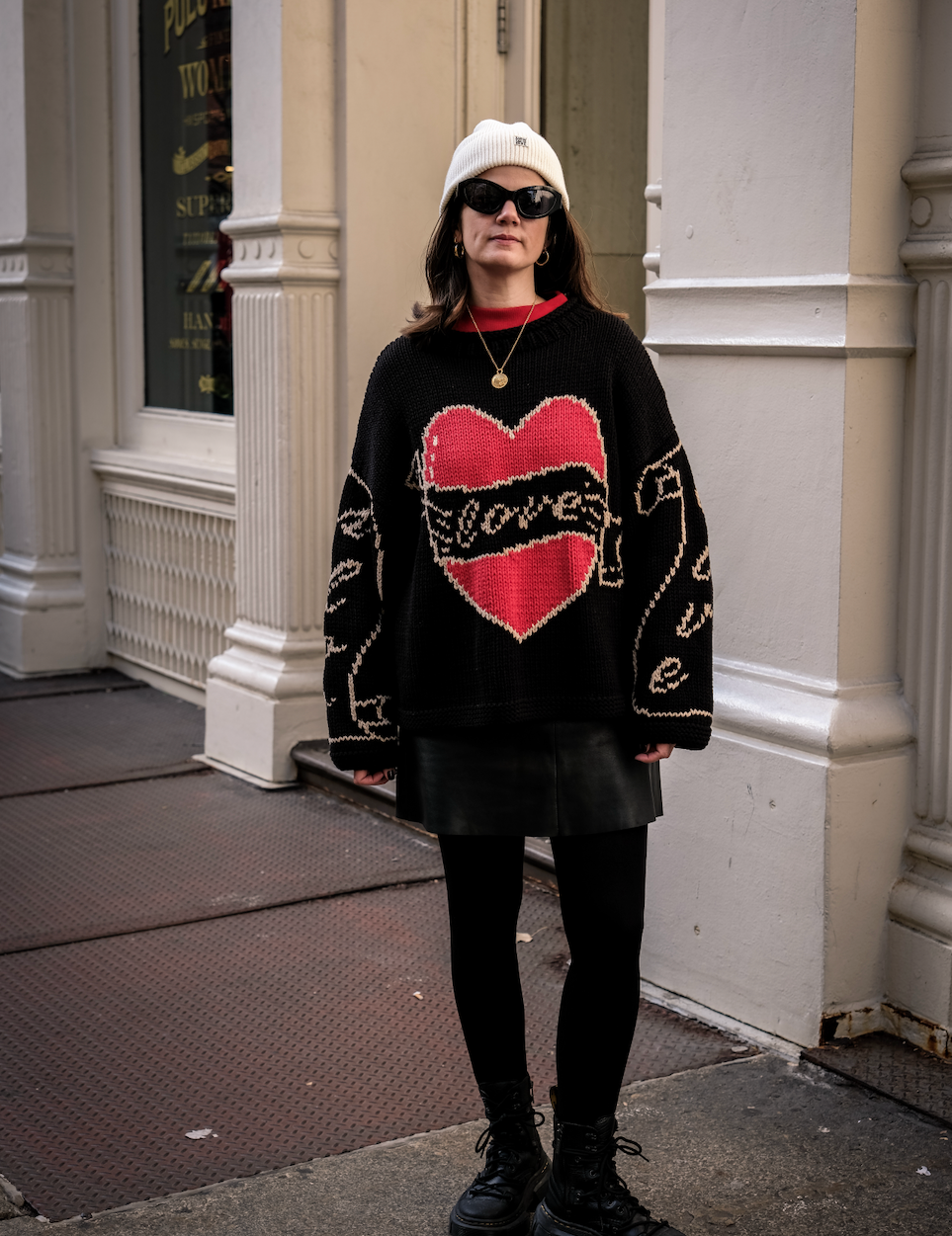 Young Hearts hand knit jumper black front view